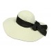 Straw Big Rim Hat w/ Bow - Ivory - HT-M223IV